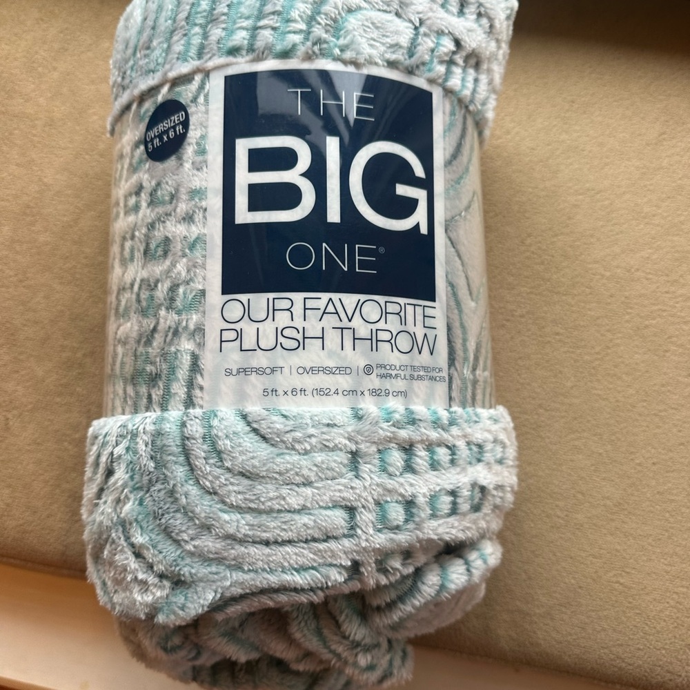 The Big One Plush Throw Blanket - Teal Patterned